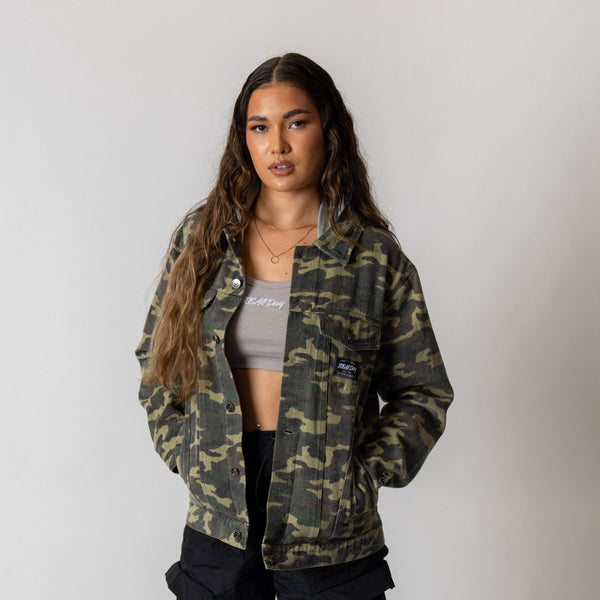 808ALLDAY Camo Denim Hooded Jacket