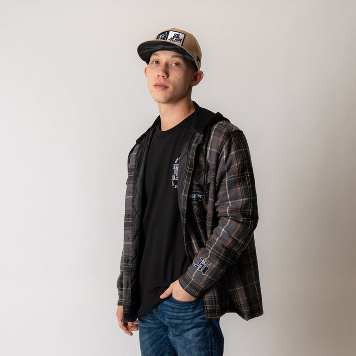 808ALLDAY Graphite / Black Quilted Lining Hooded Flannel