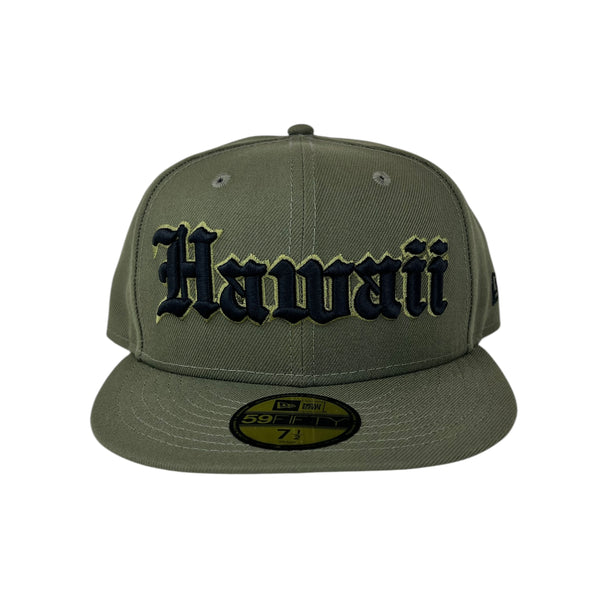 808ALLDAY New Era 59fifty Olive OE Hawaii Fitted Cap