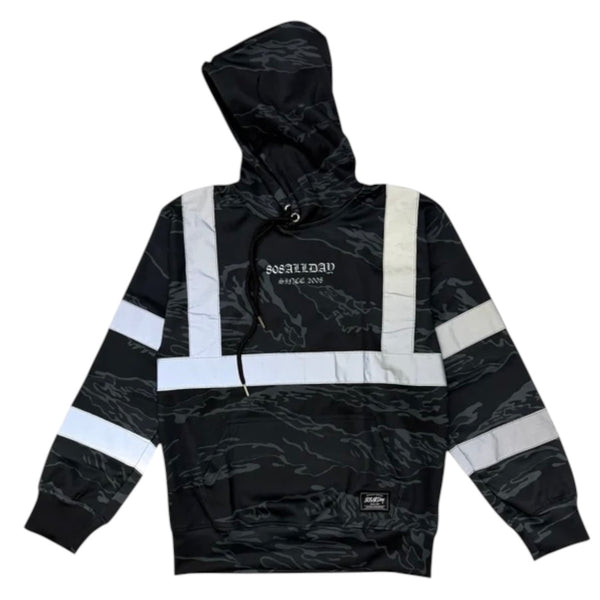 808ALLDAY Black Tiger Camo Reflective Hoodie