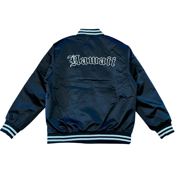 808ALLDAY  Black Satin Hawaii Jacket