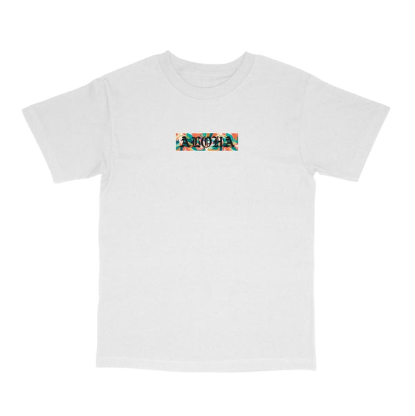 808ALLDAY Floral Aloha OE Box Logo White T-Shirt