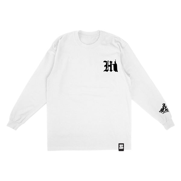 808ALLDAY Premium Max Heavyweight VINTAGE HI Kam White Longsleeve Tee