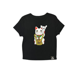 808ALLDAY Women's Black Puakenikeni Lucky Cat Tee