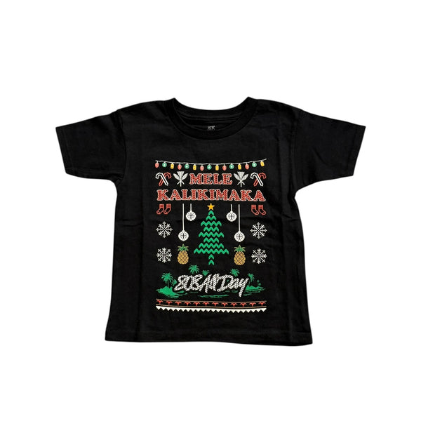 808ALLDAY Toddler / Youth  Black Mele Kalikimaka Tee