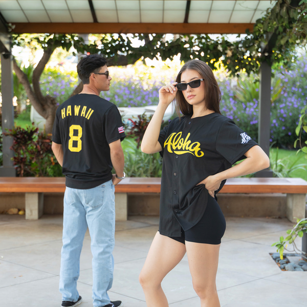 808ALLDAY Black Aloha Baseball Jersey