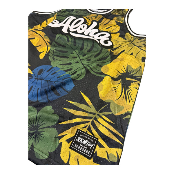 808ALLDAY Green Floral Aloha Basketball Jersey