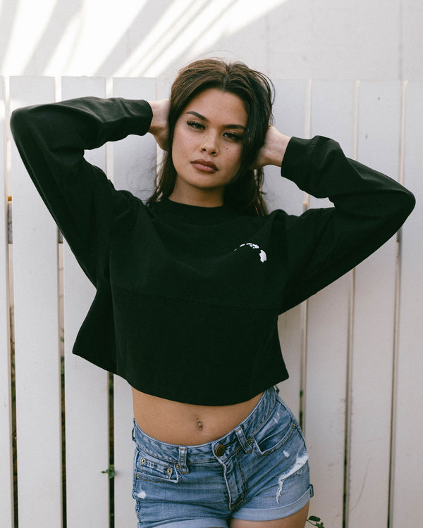 808ALLDAY Women's Heavyweight Black Jersey Crop L/S