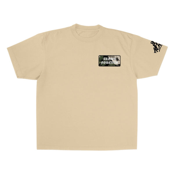 808ALLDAY Premium Heavyweight Oatmeal Camo Floral AF Tee
