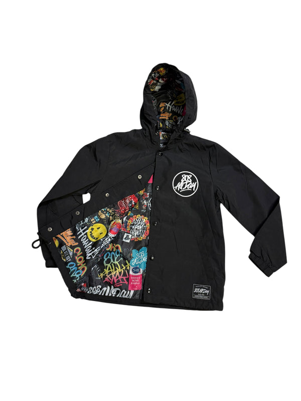 808ALLDAY Youth Hooded Black Coaches Jacket