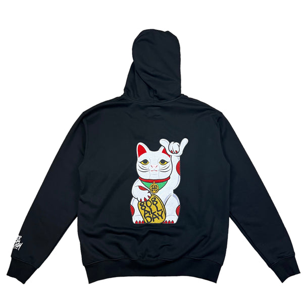 808ALLDAY Lucky Cat PRM Heavyweight Black Zip Up Hoodie