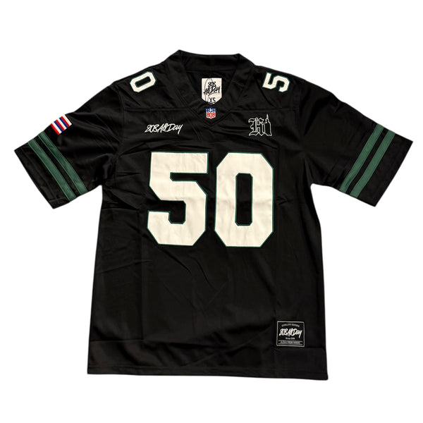 808ALLDAY #50 Black/Green Football Jersey