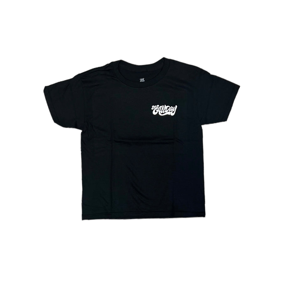 808ALLDAY Toddler/Youth Black & White Mash Up Logos Black T-Shirt