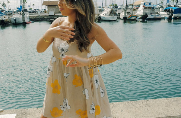 808ALLDAY Women's Sand Floral Babydoll Dress