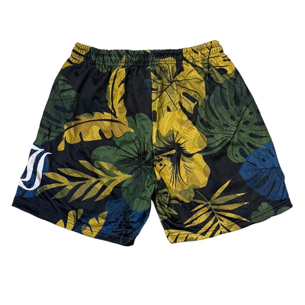 808ALLDAY Green Floral HI Mesh Shorts