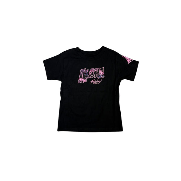 808ALLDAY Toddler/Youth Black & Pink Aloha Friday Tee
