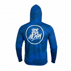 808ALLDAY Blue Fish Camo Dri Fit Performance Hooded  L/S