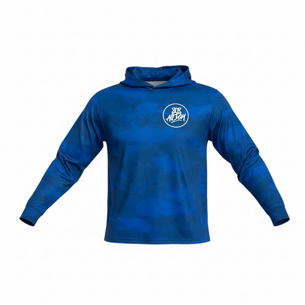 808ALLDAY Blue Fish Camo Dri Fit Performance Hooded  L/S