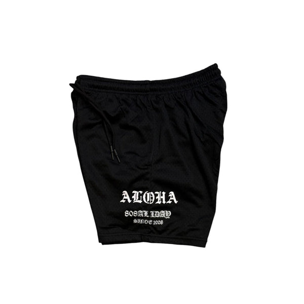 808ALLDAY Black Aloha OE Mesh Shorts