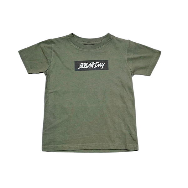 808ALLDAY Toddler/Youth Olive Box Script Tee