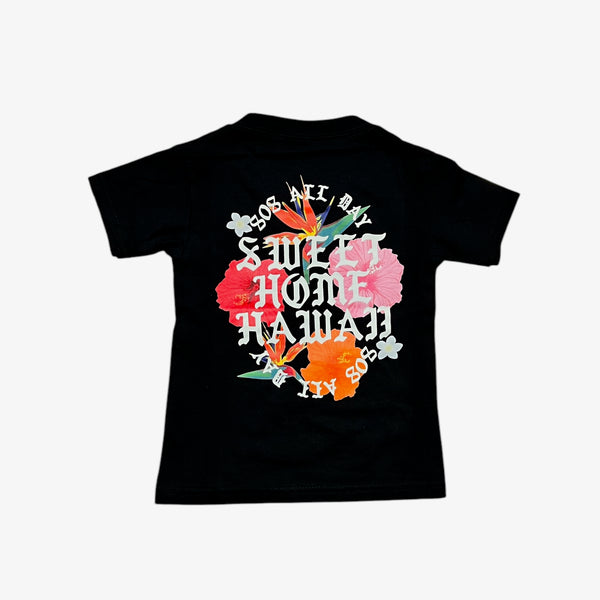 808ALLDAY Toddler/Youth Black SHH Floral Tee