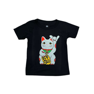 808ALLDAY Toddler/Youth Black with White Lucky Cat Tee