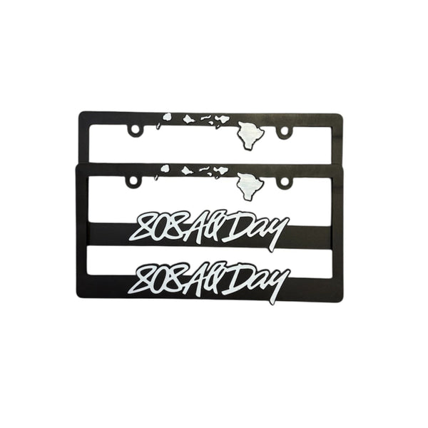 808ALLDAY Script Islands License Plate Frames (set of 2)