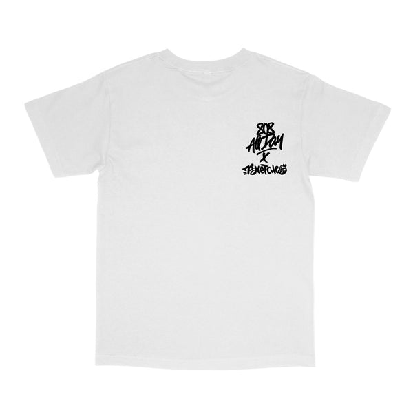 808ALLDAY White 7Sketches Greyscale T-Shirt