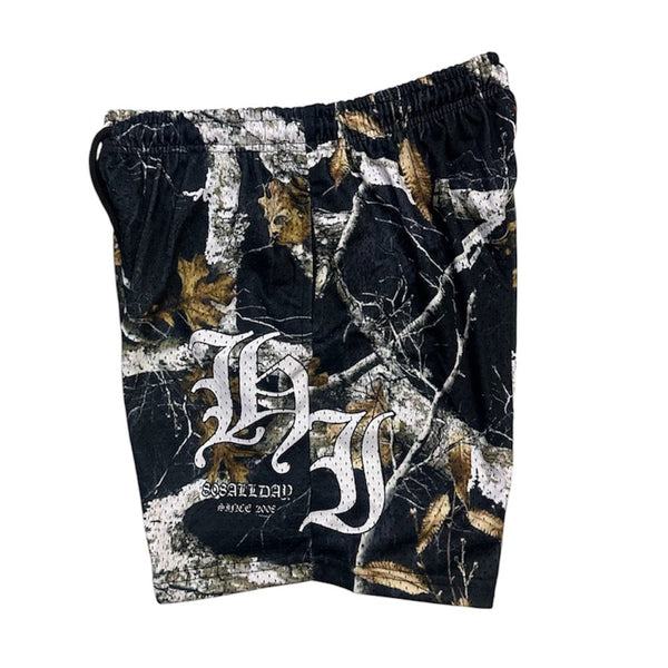 808ALLDAY Black Real Tree Camo HI Mesh Shorts
