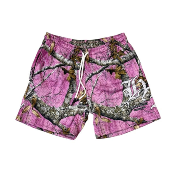808ALLDAY Pink Real Tree Camo HI Mesh Shorts