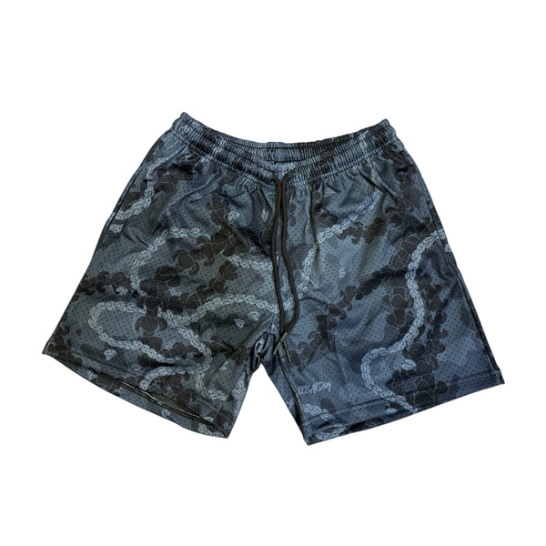 808ALLDAY Black Pua Lei Camo Mesh Shorts