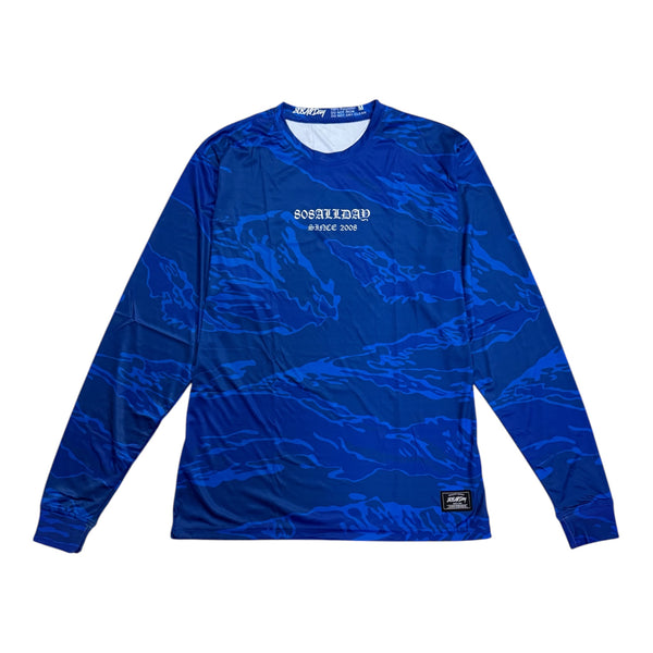 808ALLDAY Royal Blue Tiger Camo Dri Fit Performance L/S