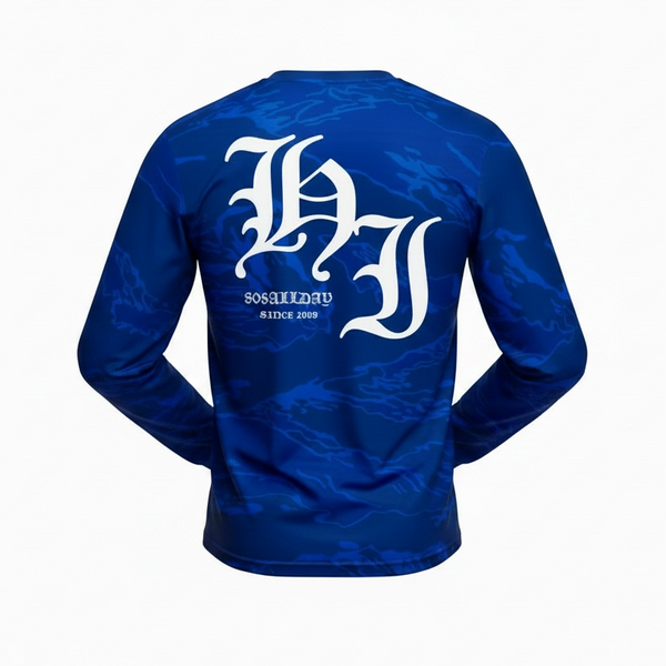808ALLDAY Royal Blue Tiger Camo Dri Fit Performance L/S