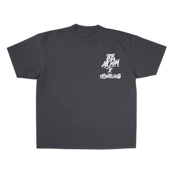 808ALLDAY Premium Max Heavyweight Shadow 7Sketches Greyscale Tee