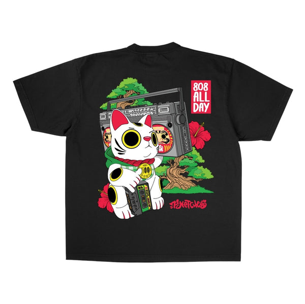 808ALLDAY Premium Max Heavyweight Black 7Sketches Color Tee