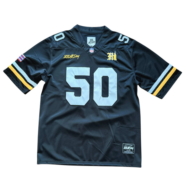 808ALLDAY #50 Black/Yellow Football Jersey
