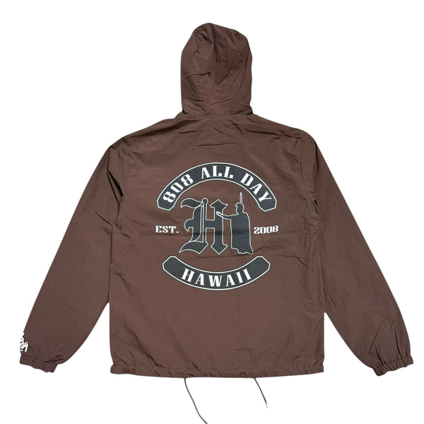 808ALLDAY Brown Banner Hooded Jacket