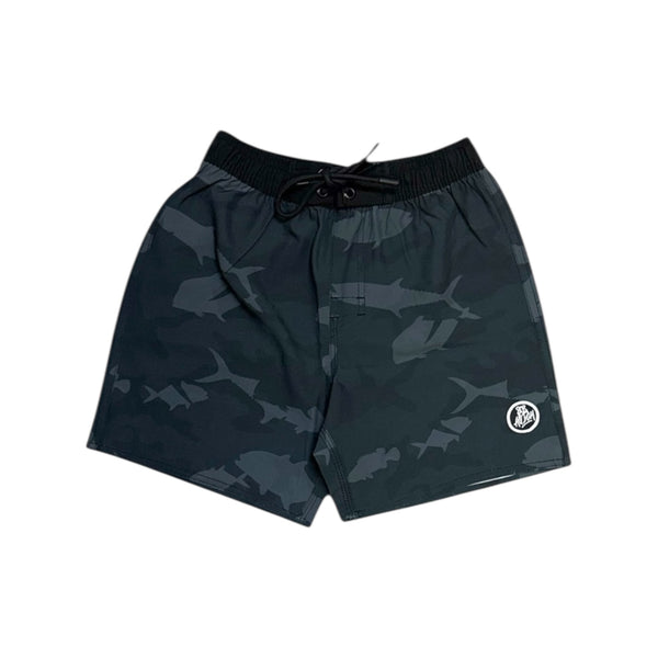 808ALLDAY Keiki Black Fish Camo Boardshorts