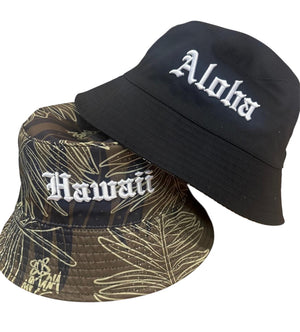 808ALLDAY Brown Laua'e Reversible Hawaii Aloha Bucket Hat