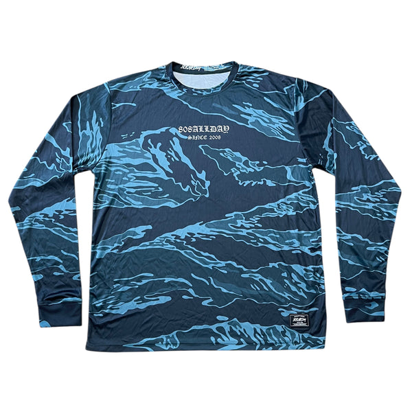 808ALLDAY Blue Tiger Camo Dri Fit Performance L/S