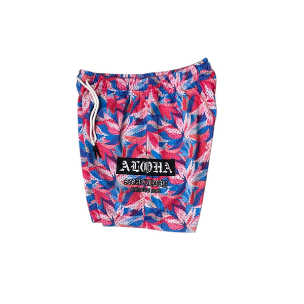 808ALLDAY Pink Aloha OE Mesh Shorts