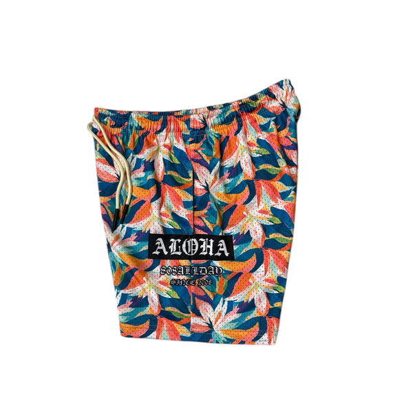 808ALLDAY Coral Aloha OE Mesh Shorts