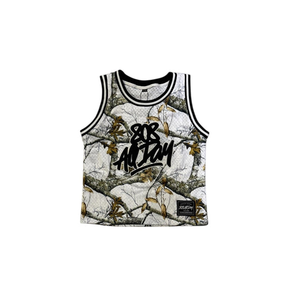 808ALLDAY Toddler/Youth White Real Tree Basketball Jersey