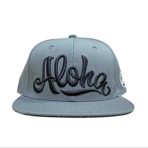 808ALLDAY Classic Fit Aloha Script Graphite Snapback
