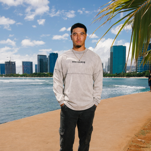 808ALLDAY L/S Heavyweight Oversized Mineral Wash Gray Jersey Tee