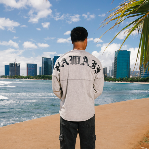 808ALLDAY L/S Heavyweight Oversized Mineral Wash Gray Jersey Tee