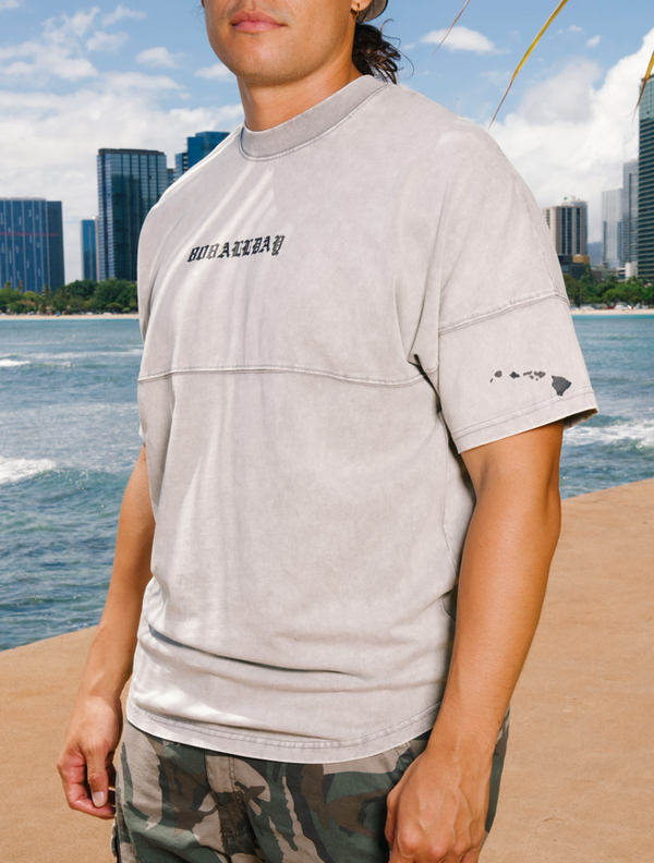 808ALLDAY S/S Heavyweight Oversized Mineral Wash Gray  Jersey Tee