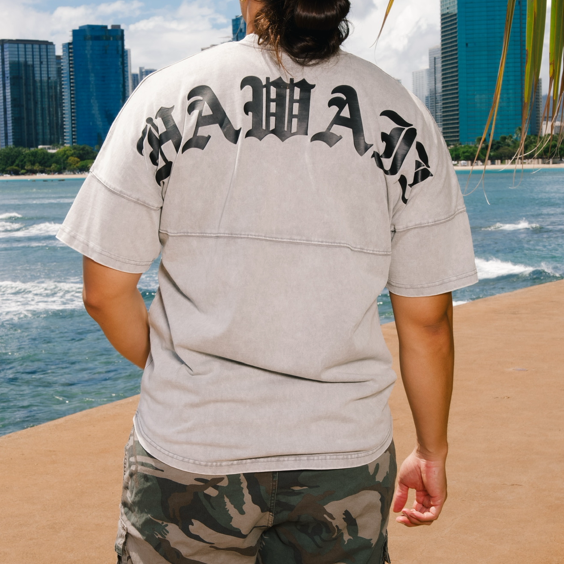 808ALLDAY S/S Heavyweight Oversized Mineral Wash Gray  Jersey Tee