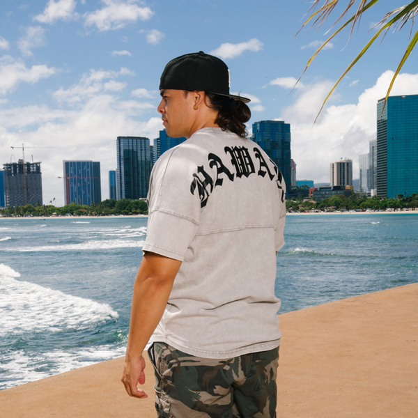 808ALLDAY S/S Heavyweight Oversized Mineral Wash Gray  Jersey Tee