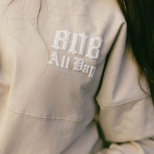 808ALLDAY Women's Heavyweight Cream Hawaii Jersey Crop L/S